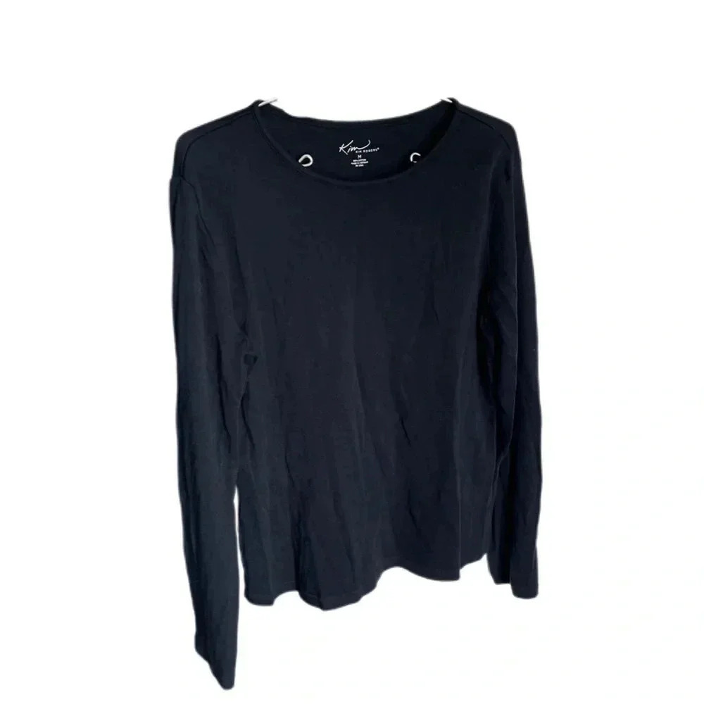 Kim Rogers Long Sleeve Cotton Shirt Black Women’s Medium
